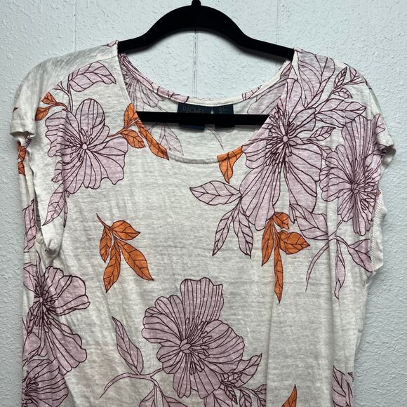 Rachel Roy 100% Linen Floral Nautical Beach Minimalist Coastal Womens Top Large - Picture 3 of 11